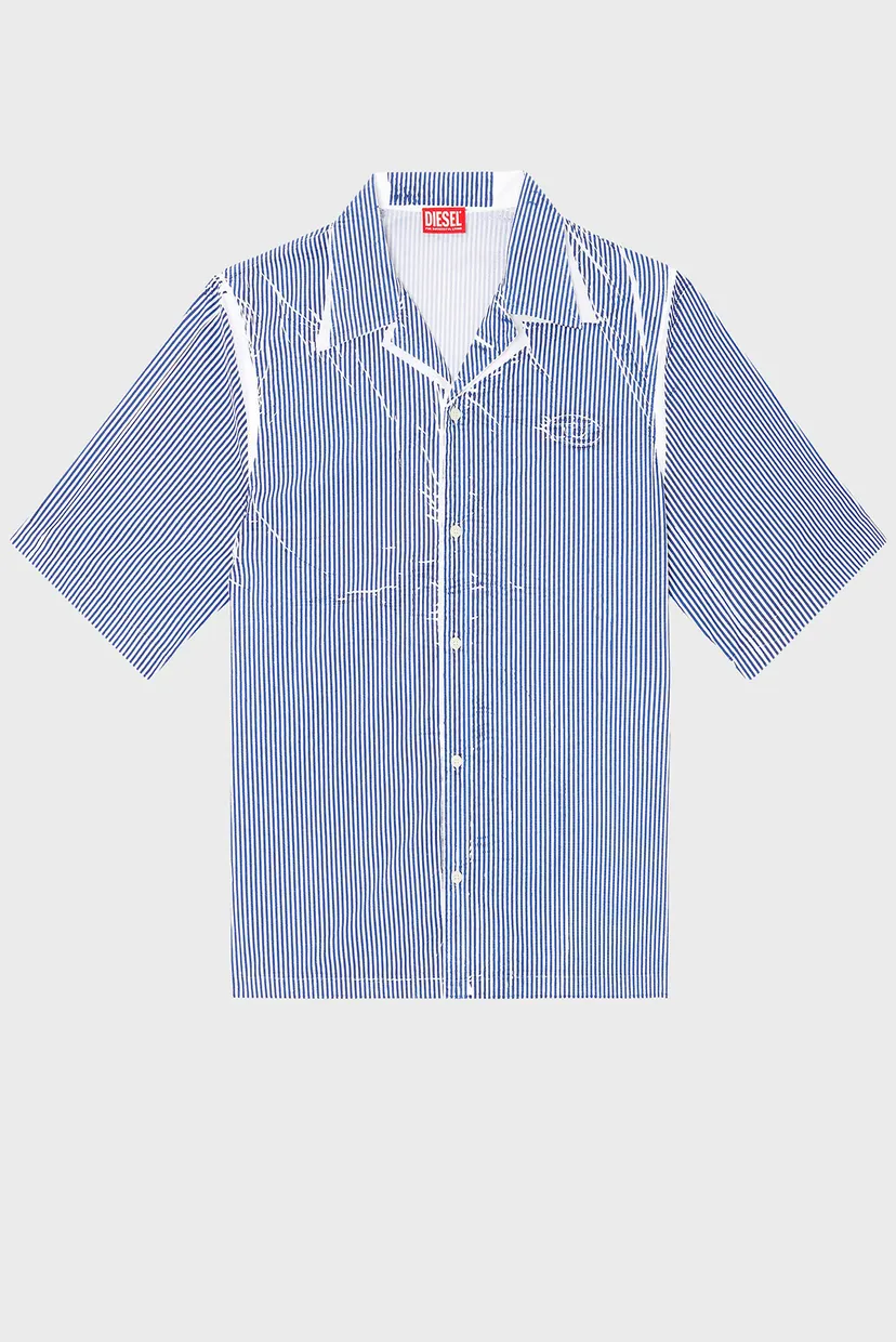 Мужская голубая рубашка в полоску CAMICIA 4