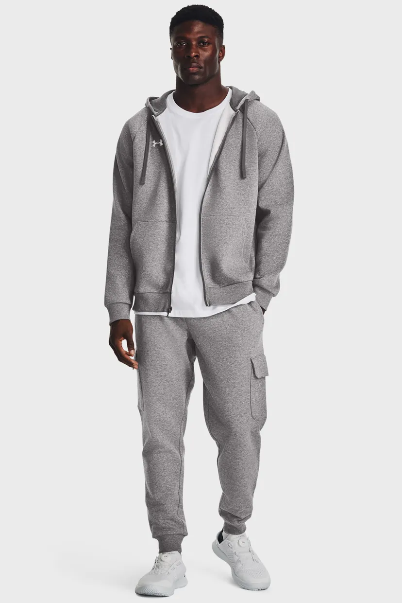 Мужское серое худи UA Rival Fleece FZ Hoodie Under Armour 1379767