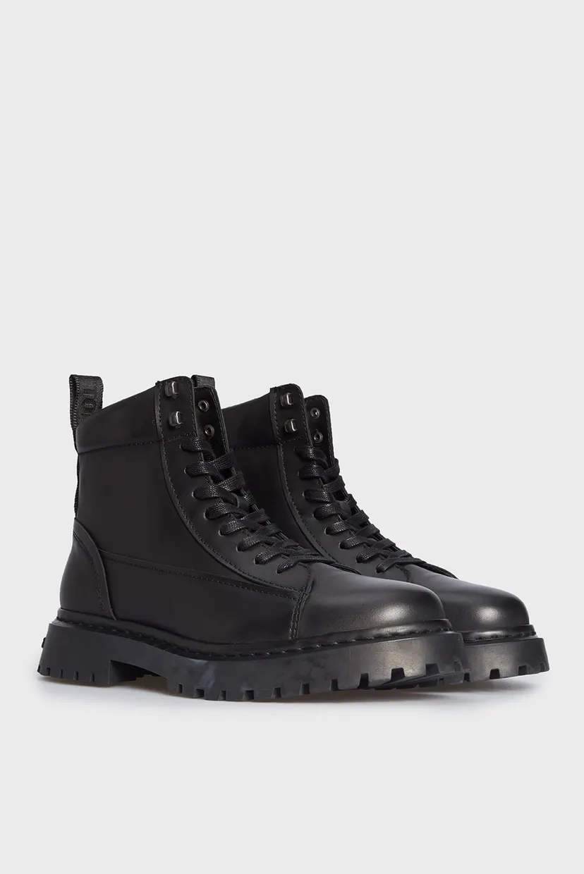 Чоловічі чорні шкіряні черевики TJM LACE UP BOOT 3