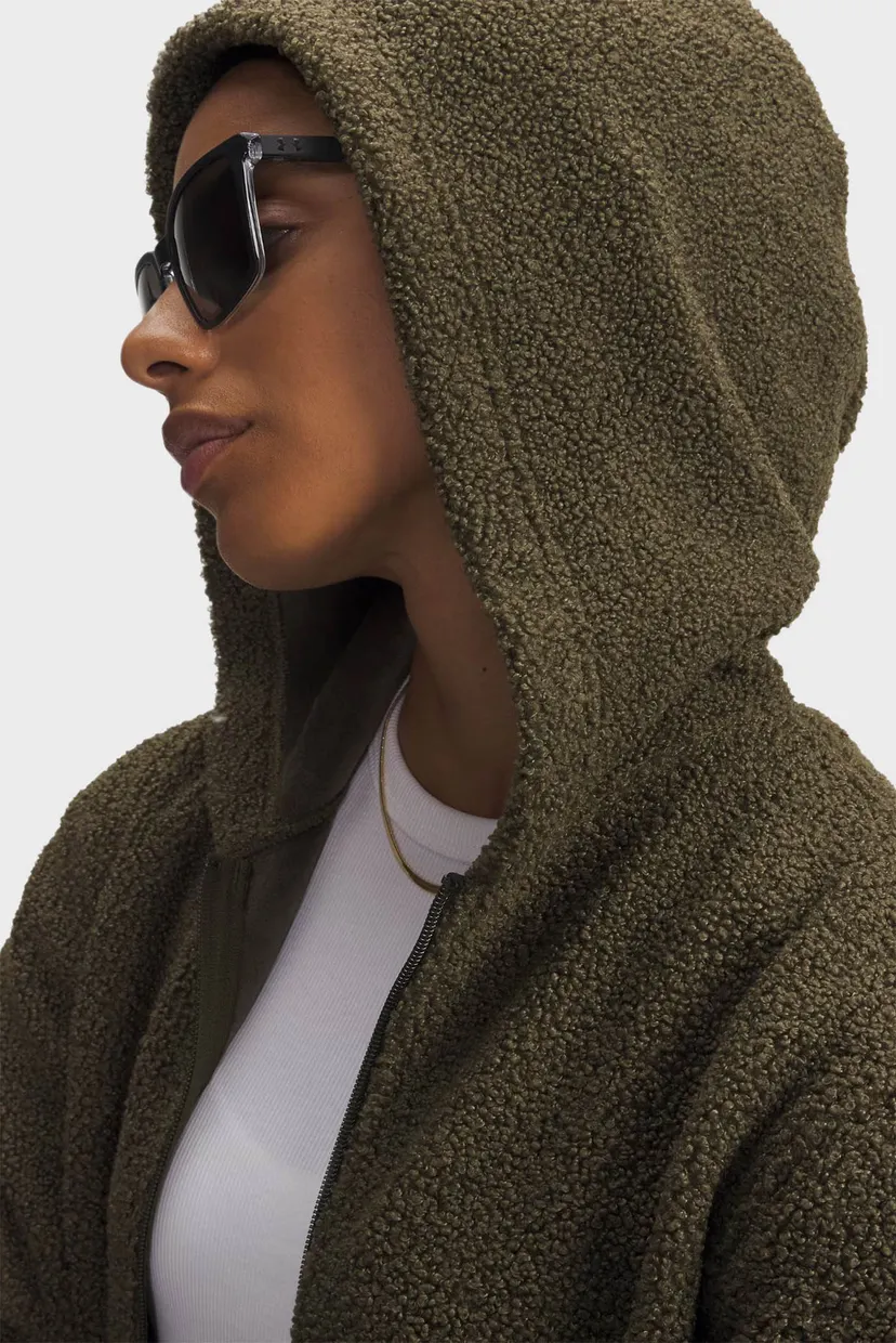 Женское зеленое худи UA High Pile Fleece Jkt 4