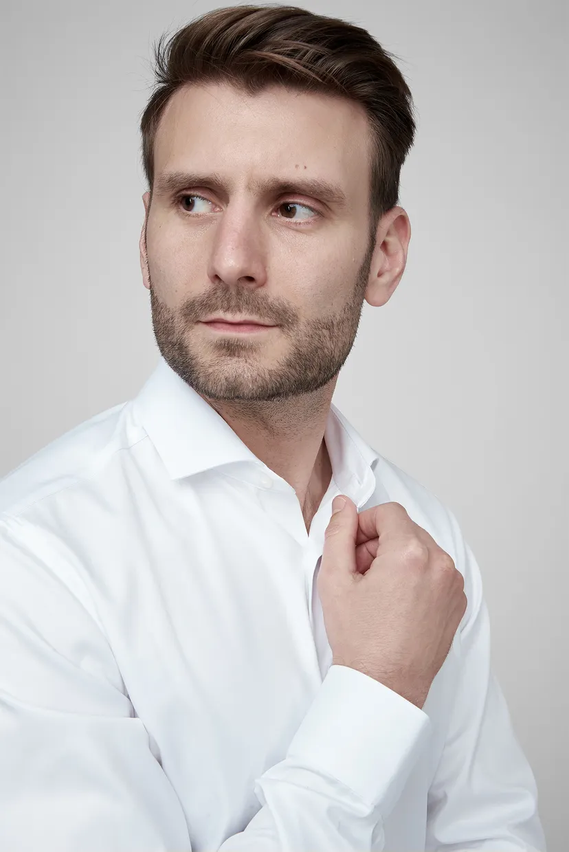 Чоловіча біла сорочка SLIM FIT 4