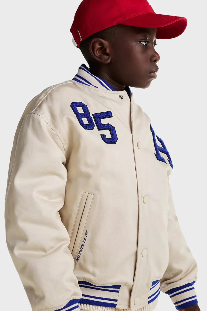 Дитячий білий бомбер TWILL BADGE VARSITY JACKET 4