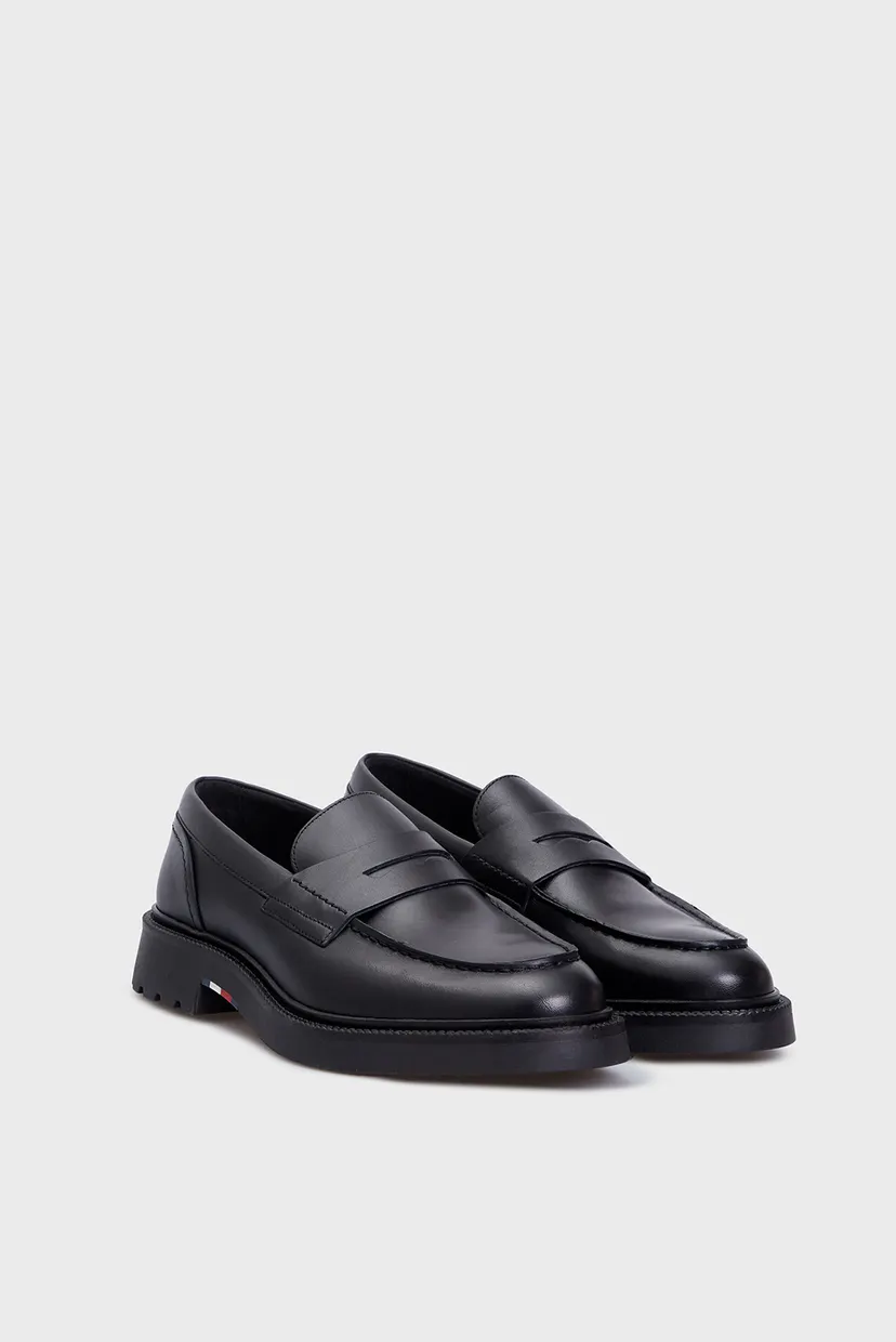 Мужские черные кожаные лоферы HILFIGER COMFORT LWT LTH LOAFER 3
