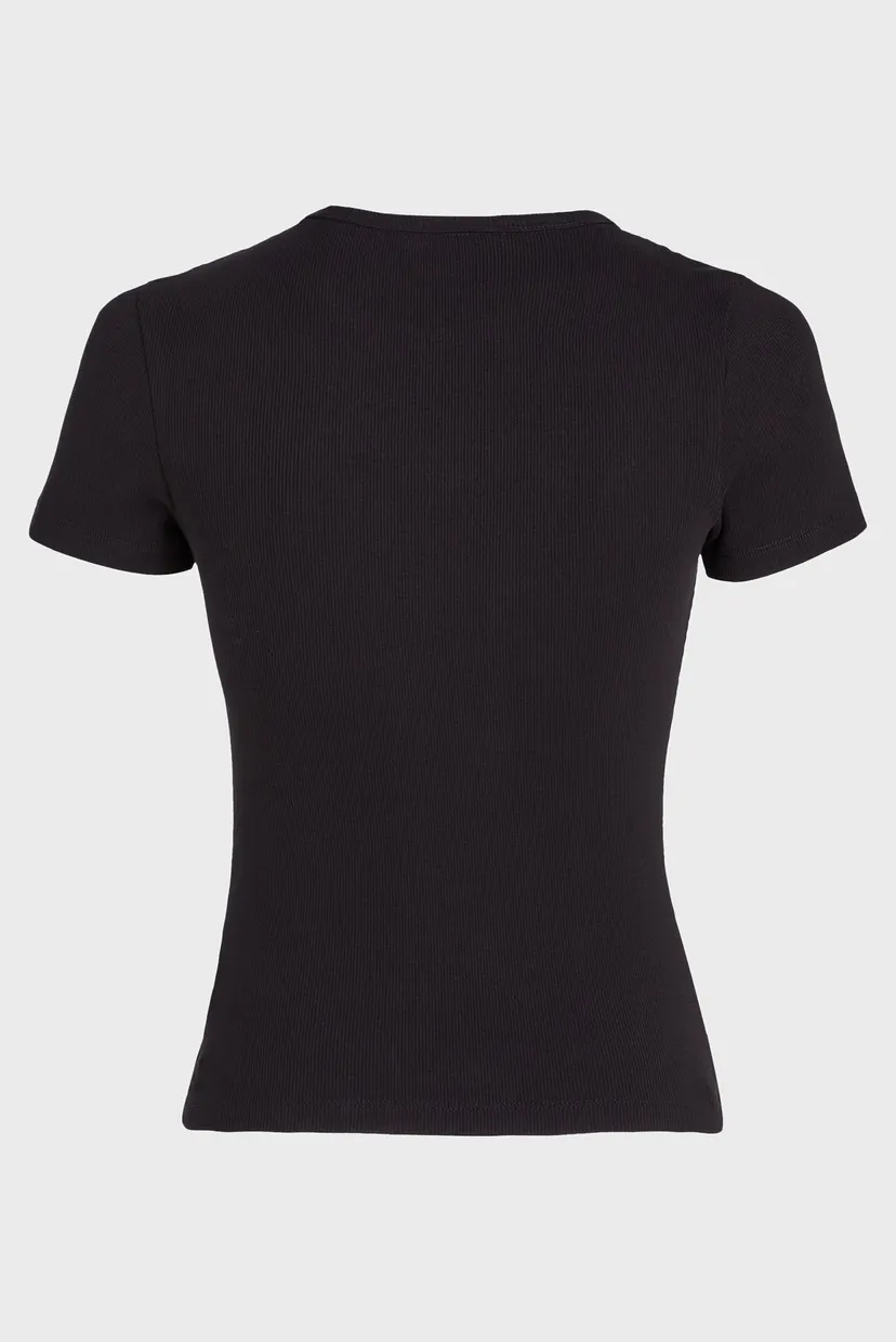 Женская черная футболка TJW SLIM BADGE RIB TEE 7