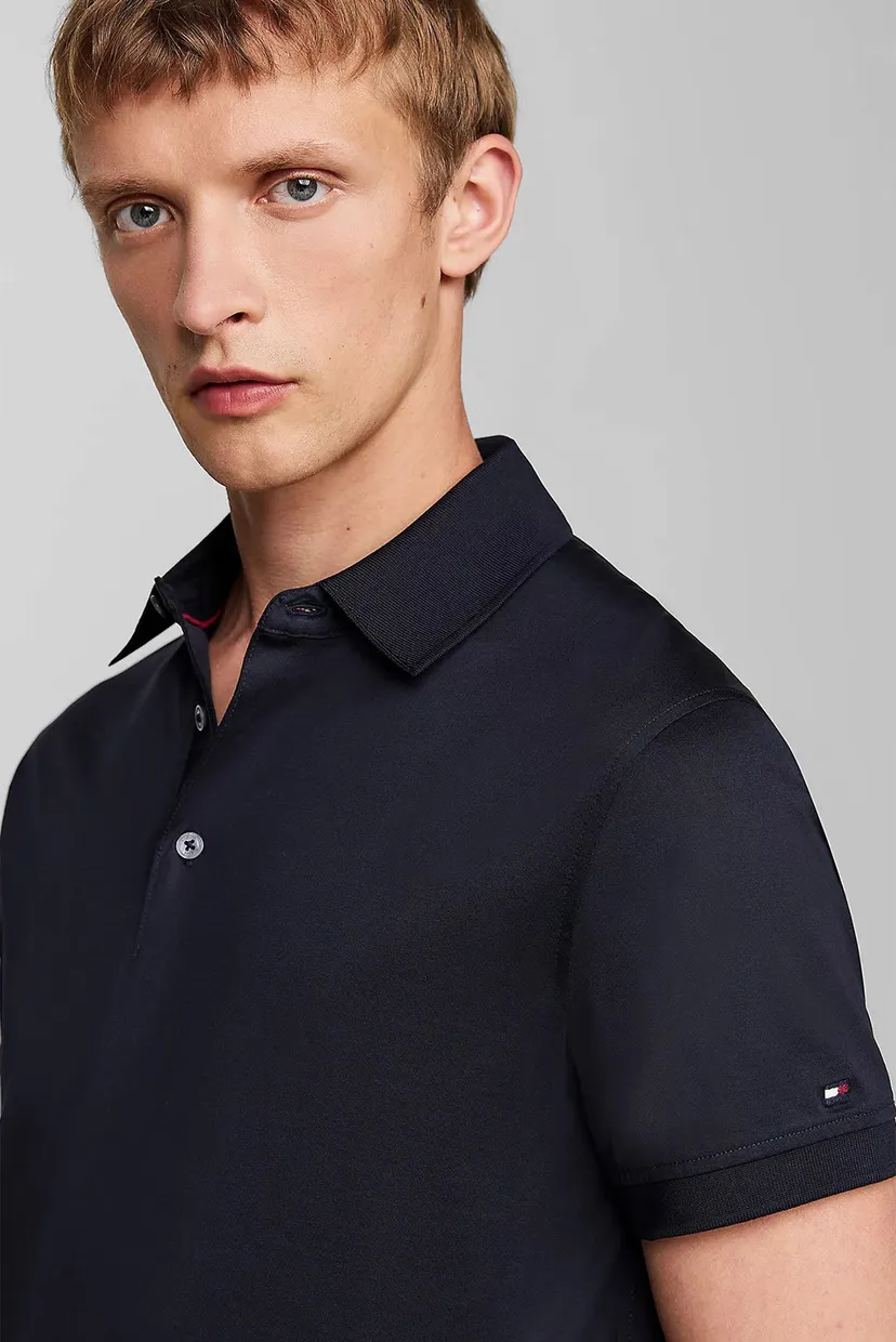 Чоловіче темно-синє поло DC MERCERIZED SLIM POLO 4