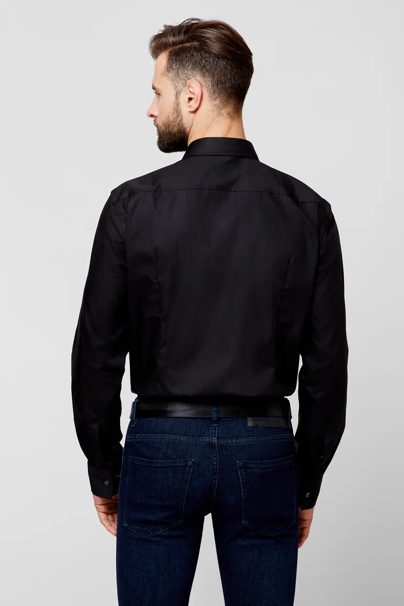 Мужская черная рубашка Easy Iron Slim Fit 4