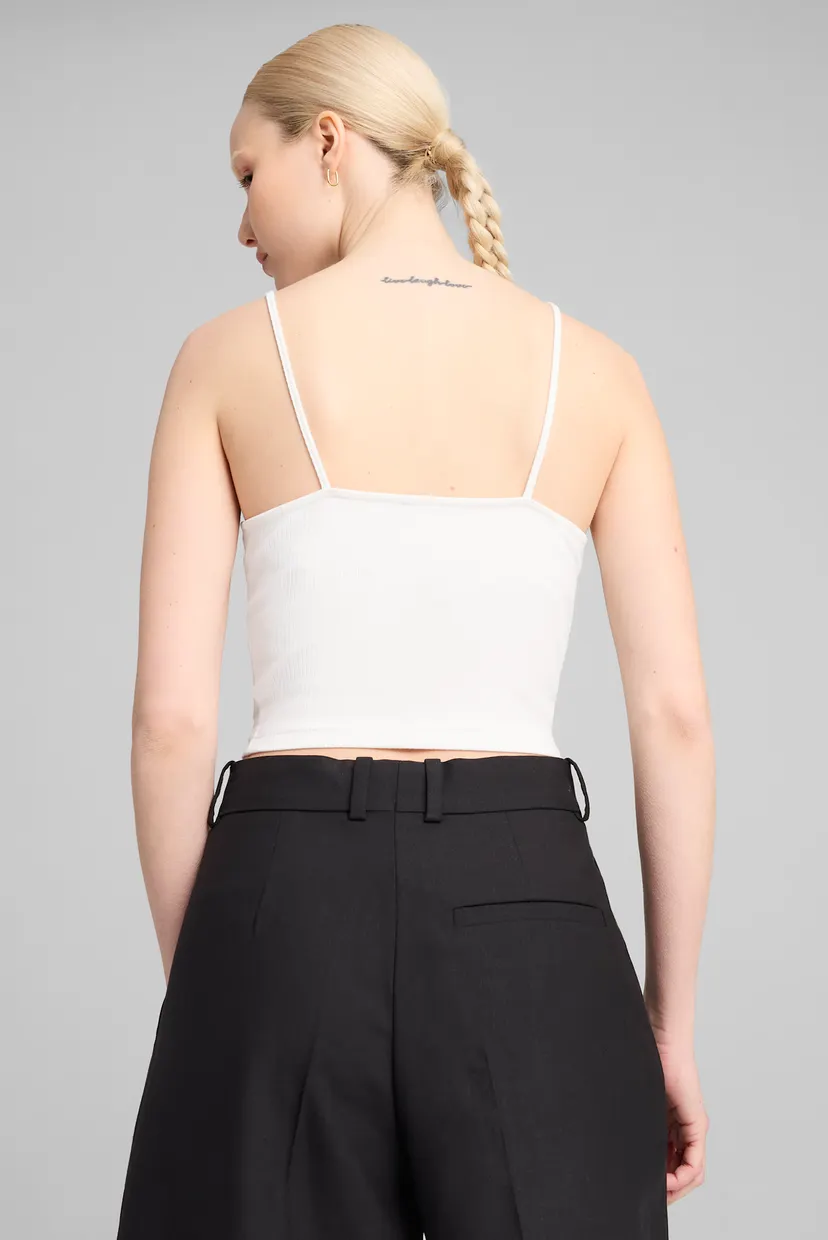 Женский белый топ WARDROBE ESS Ribbed Tank Top Women 3