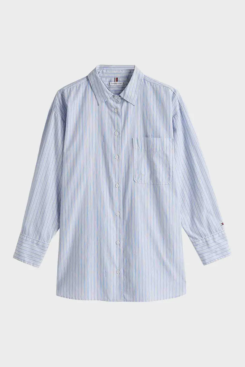 Жіноча блакитна сорочка у смужку POPLIN 5
