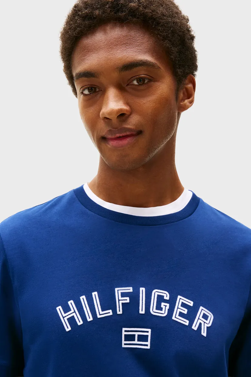Чоловіча синя футболка HILFIGER FLOCK TEE 4