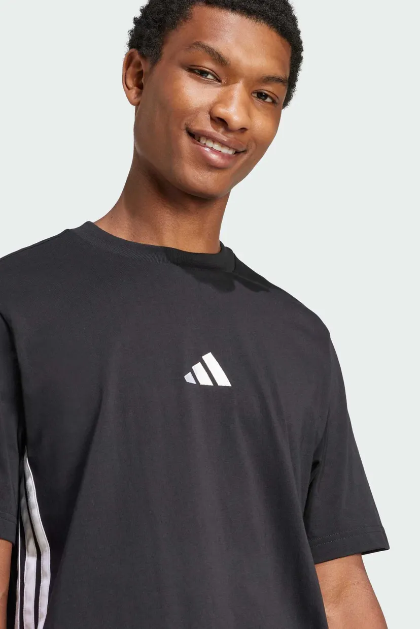 Мужская черная футболка Essentials 3-Stripes Single Jersey 4