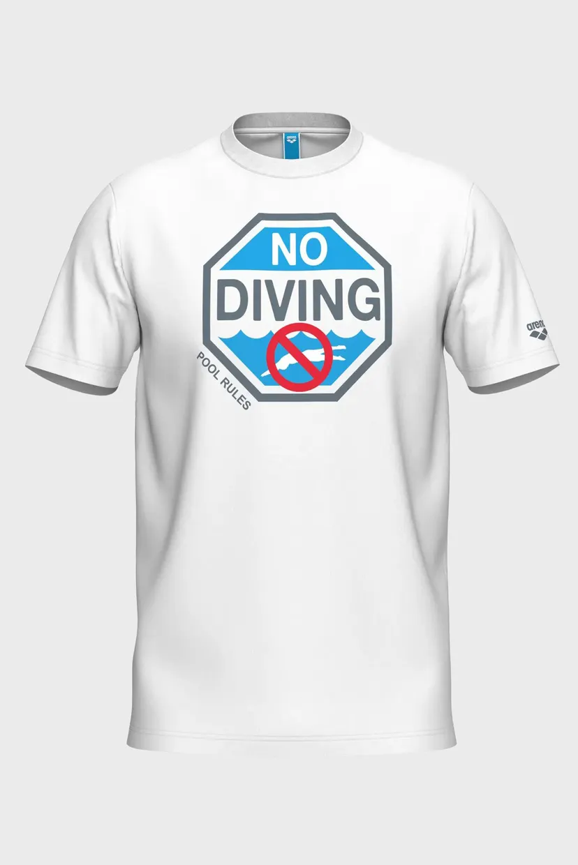 Мужская белая футболка NO DIVING  PRINT 3