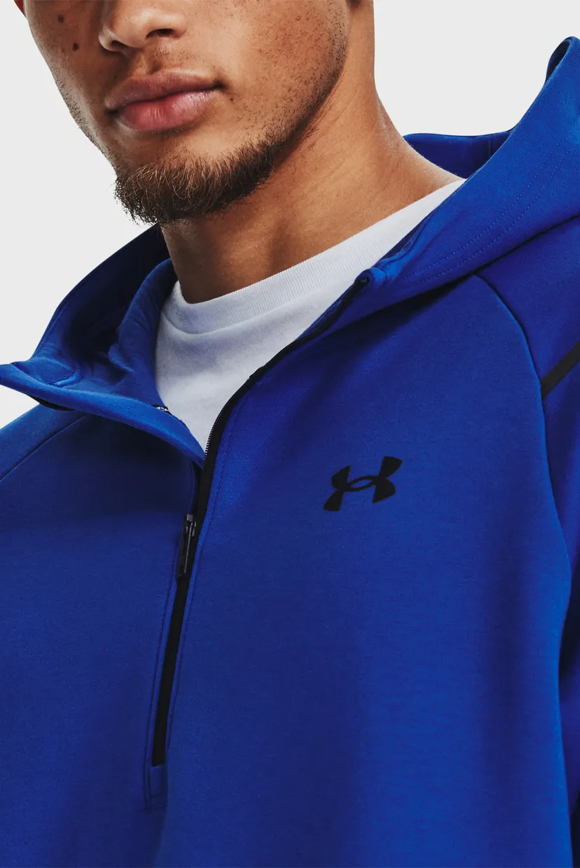 Мужское синее худи UA Unstoppable Flc Hoodie 4