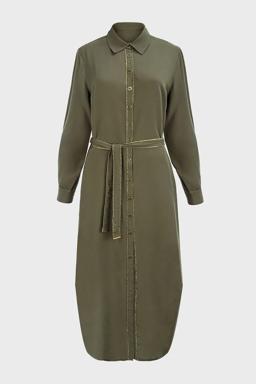 Женское оливковое платье 6