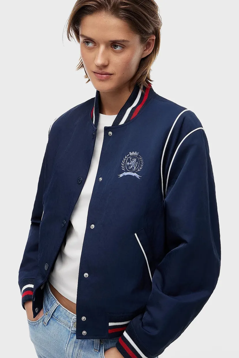 Женский темно-синий бомбер CREST VARSITY JACKET 4