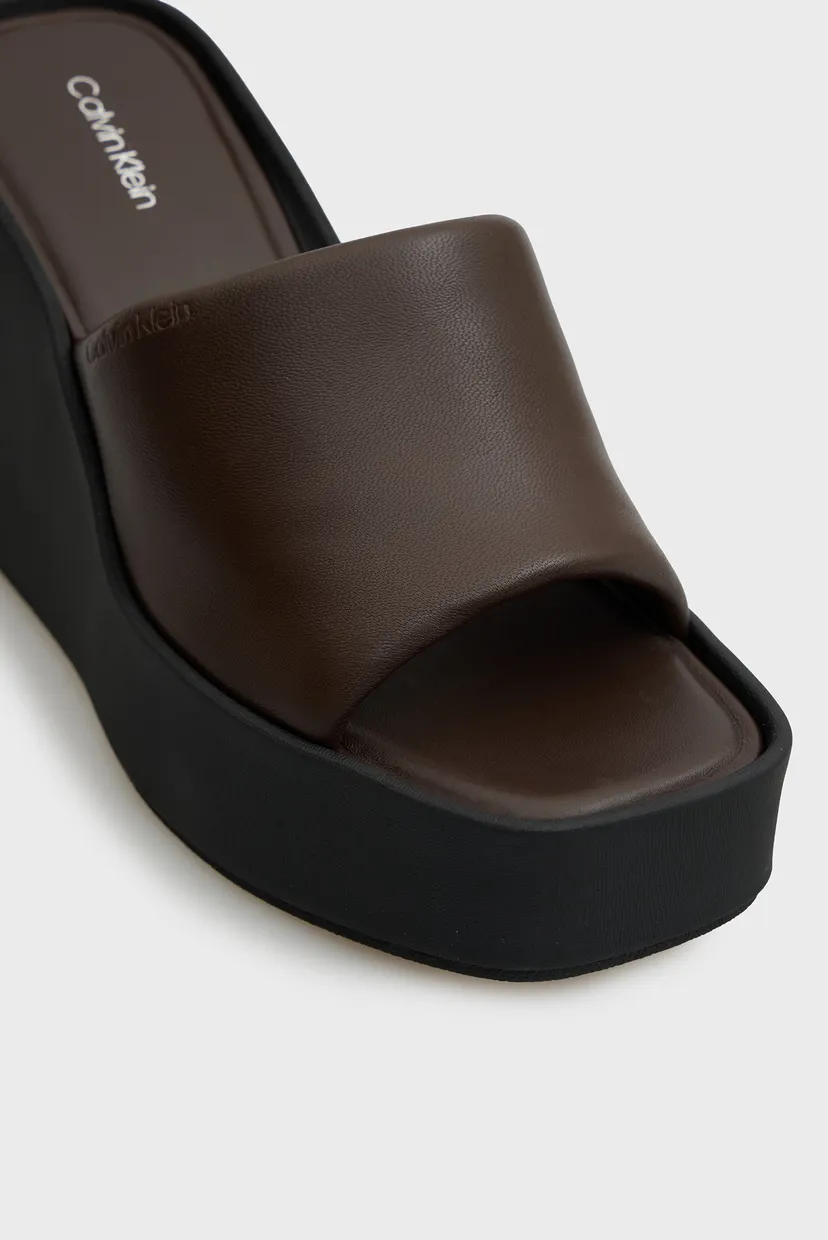 Женские коричневые кожаные мюли WEDGE 70 4