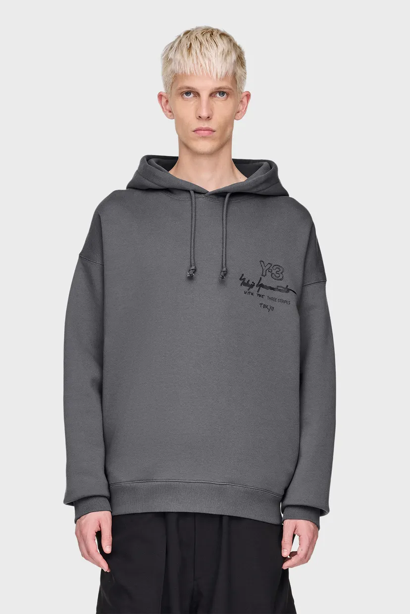 Серое худи Y-3 Graphic FT (унисекс) 3