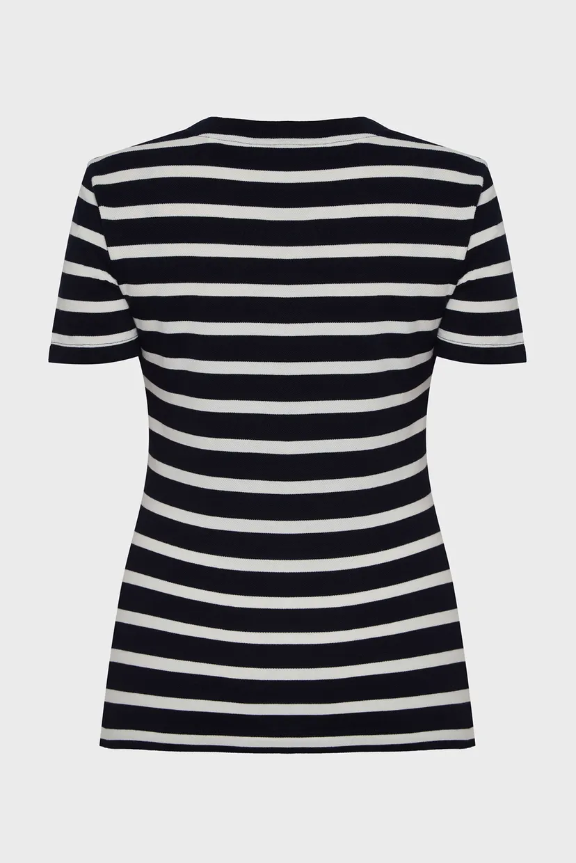 Жіноча темно-синя футболка у смужку SLIM STRIPED PIQUE 7