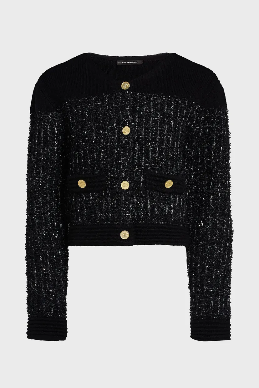 Жіночий чорний твідовий кардиган BOUCLE KNIT CARDIGAN 5