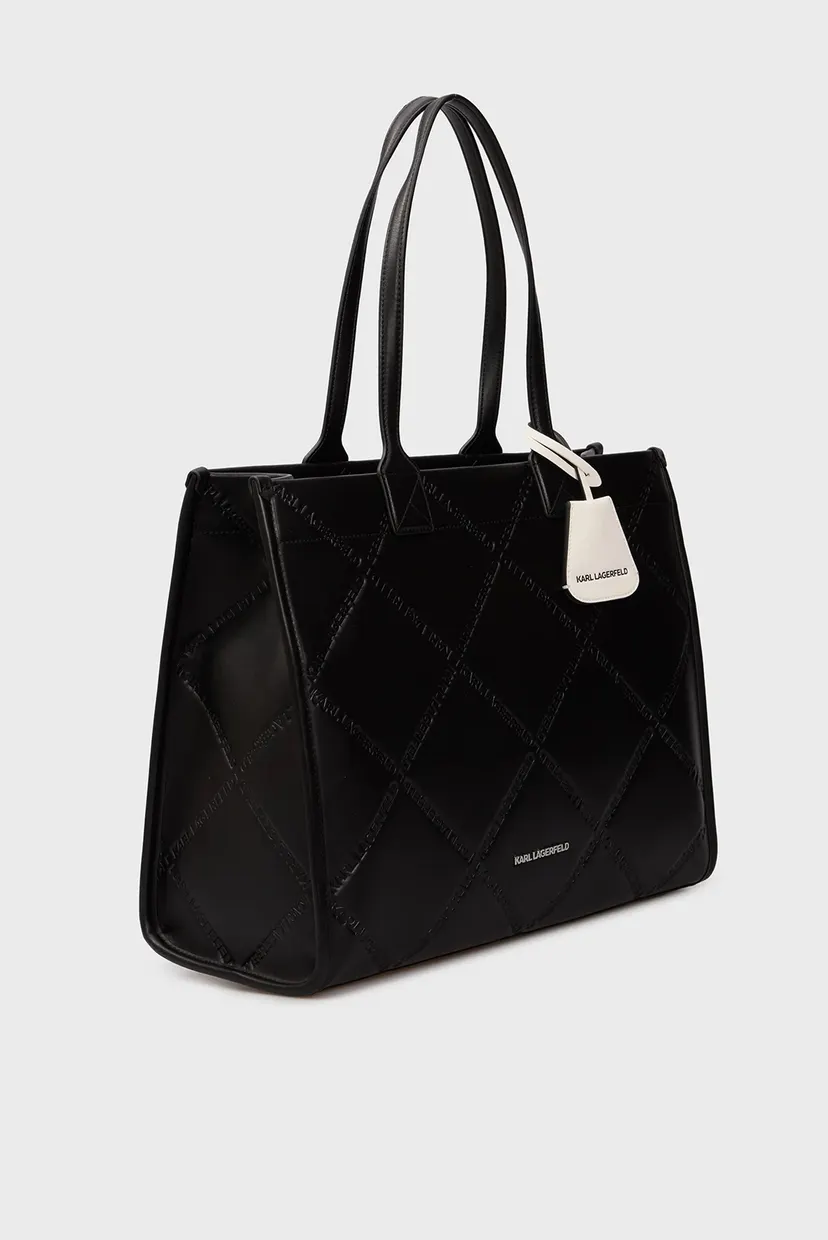 Жіноча чорна сумка з візерунком K SKUARE LG TOTE EMBOSSED 3