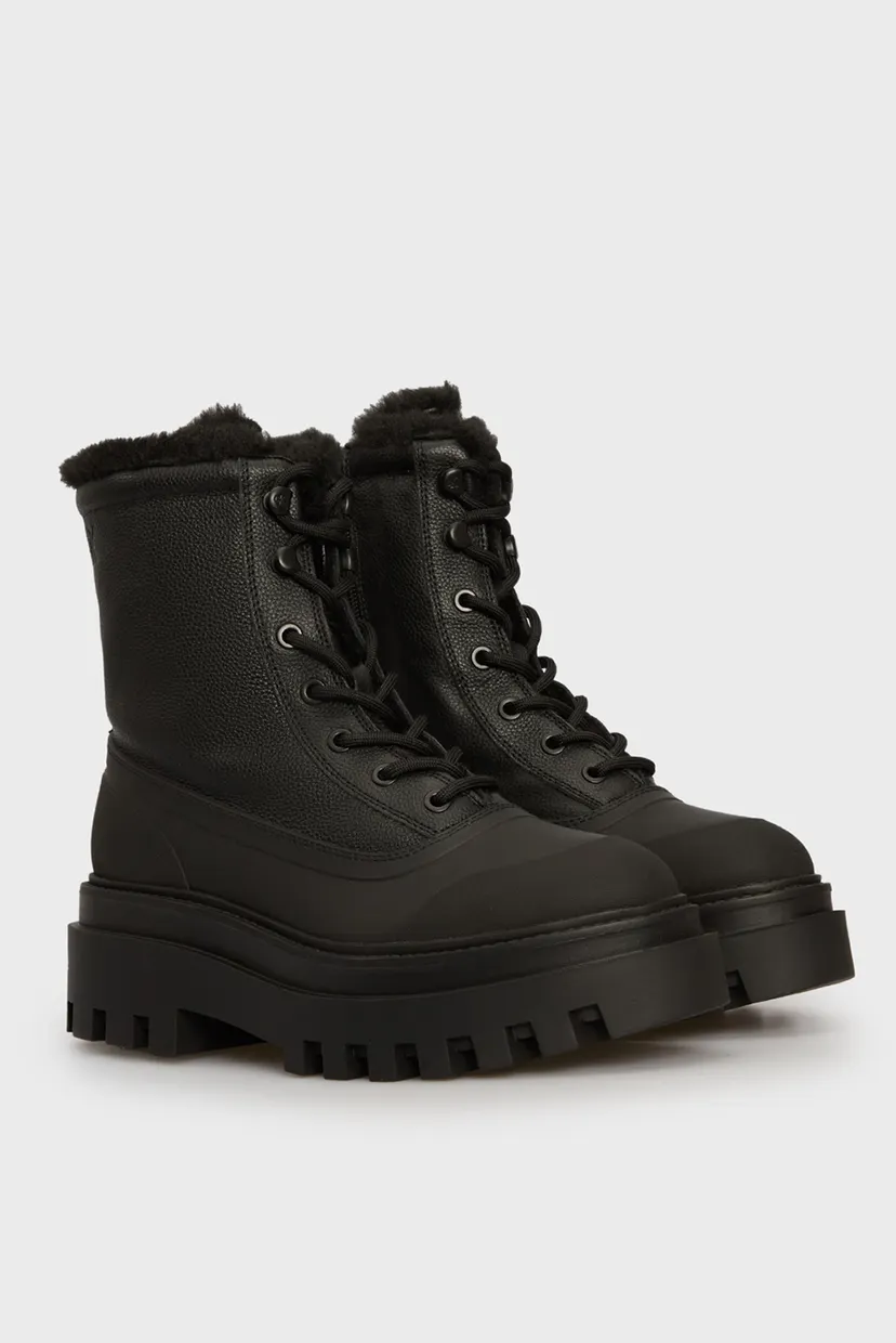 Жіночі чорні черевики FLATFORM LACE UP BOOT PADDED 3