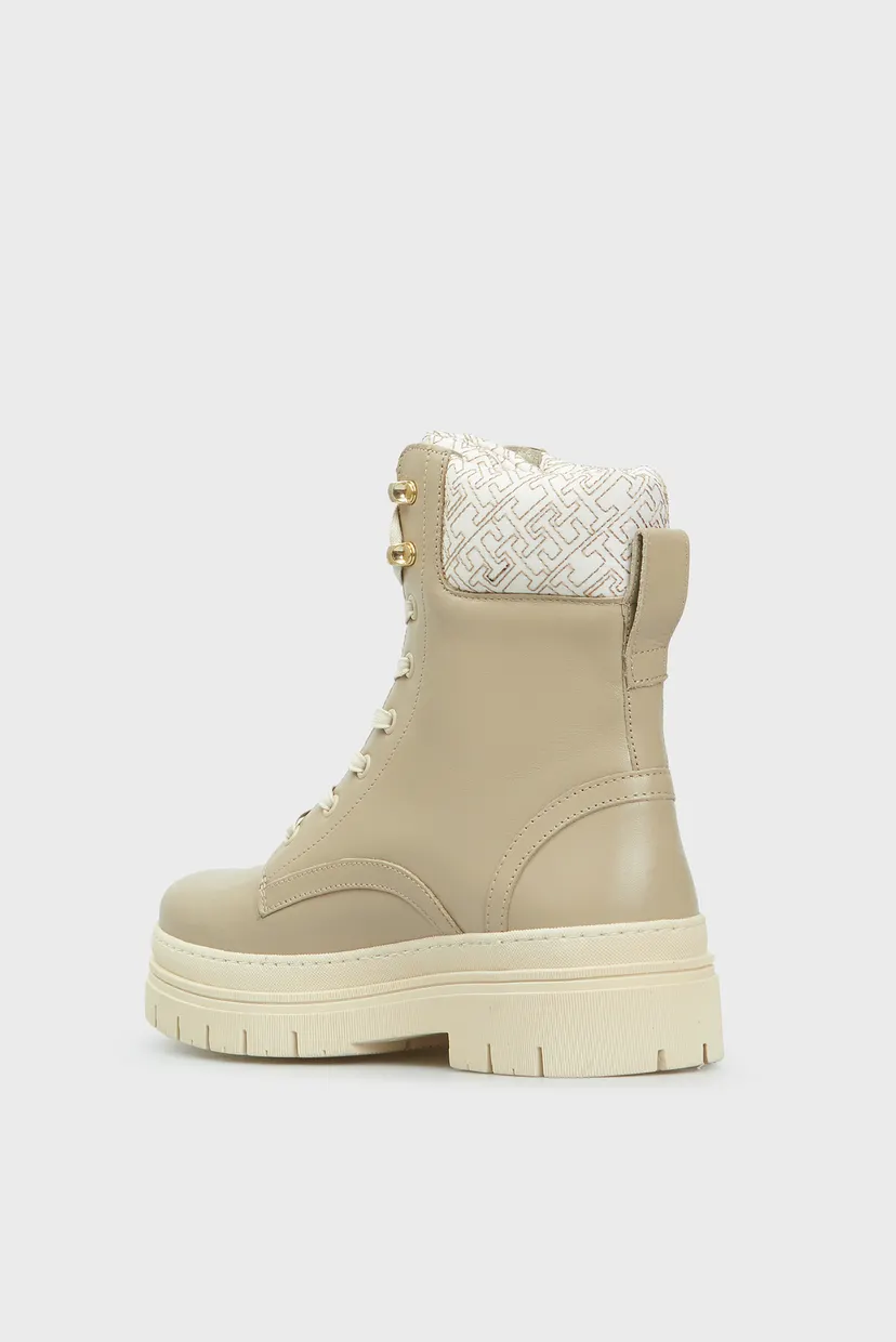 Женские бежевые кожаные ботинки CLEATED LACE-UP LTHR MIX MONO TL 5