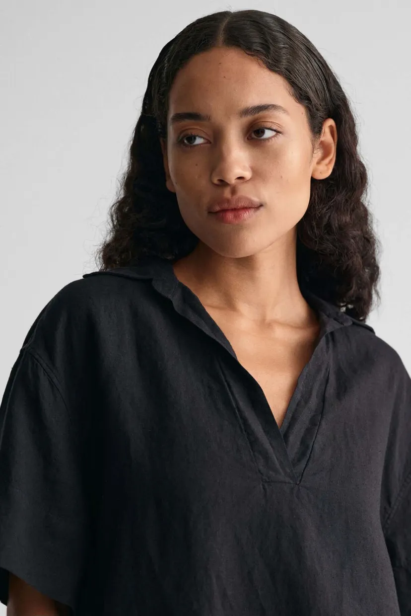 Жіноча чорна лляна блуза REL LINEN POPOVER SS 3