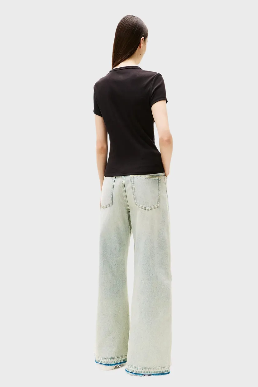 Женская черная футболка TJW SLIM ESSENTIAL RIB SS EXT 3