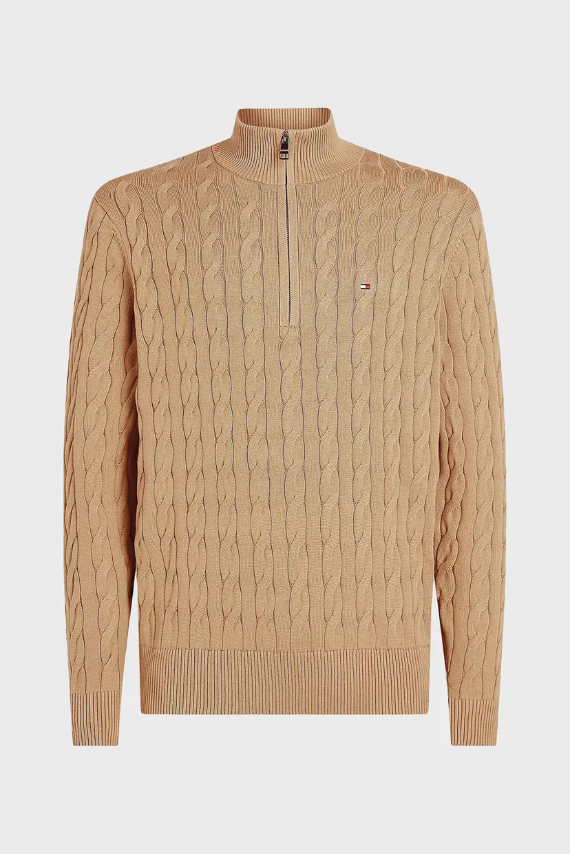 Мужская бежевая кофта CLASSIC COTTON CABLE ZIP MOCK 5