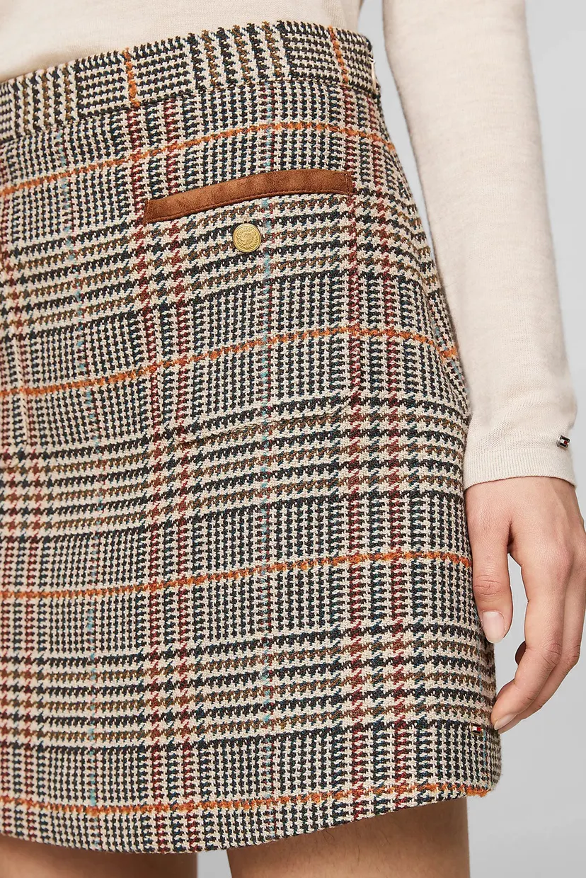 Женская твидовая юбка в клетку TWEED WOOL MIX CHECK MINI 4