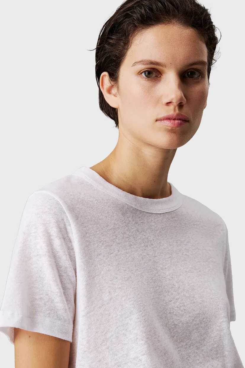 Жіноча біла лляна футболка LINEN JERSEY RELAXED TEE 4