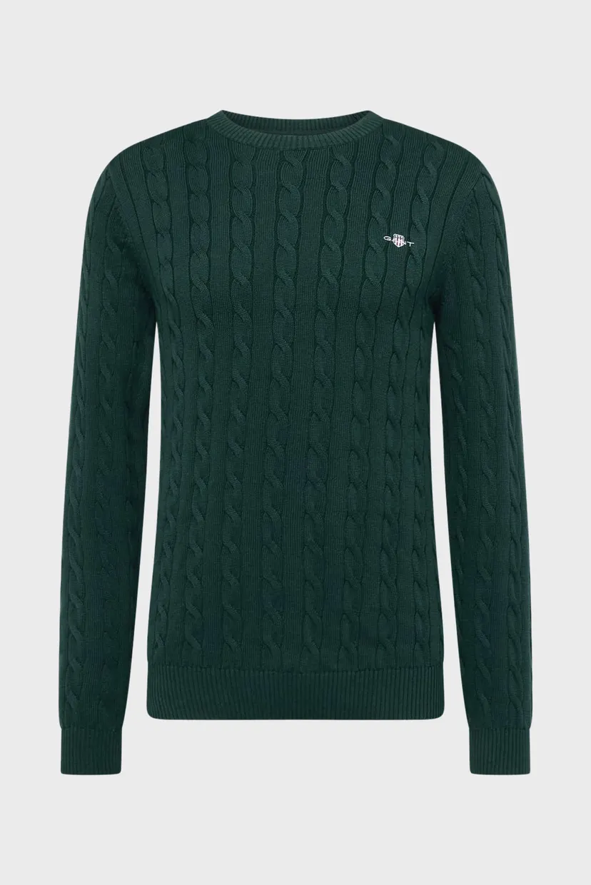 Чоловічий темно-зелений джемпер COTTON CABLE C-NECK 5