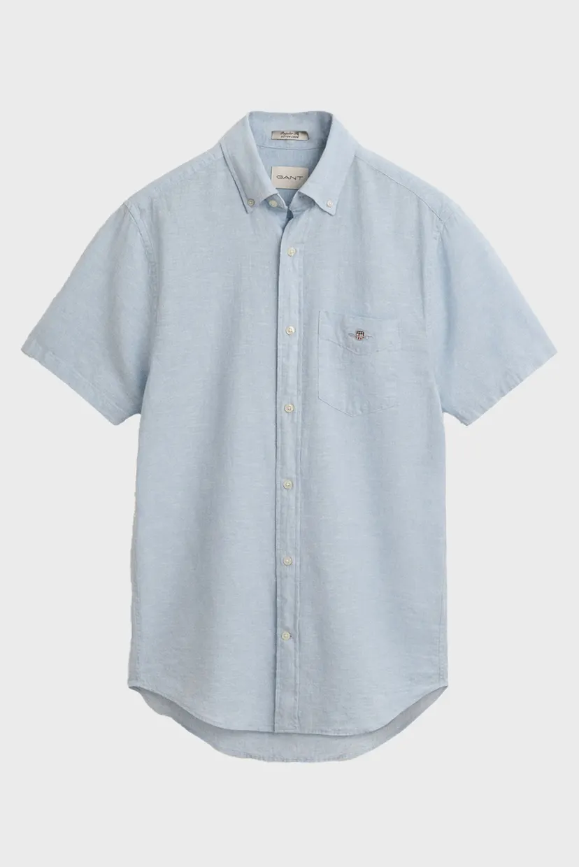 Мужская голубая льняная рубашка REG COTTON LINEN SS SHIRT 5