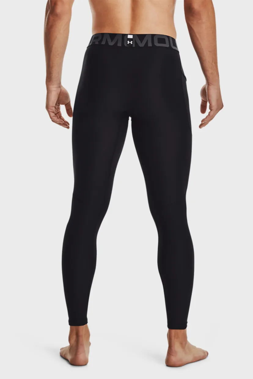 Мужские черные тайтсы UA HG Armour Leggings-BLK 3