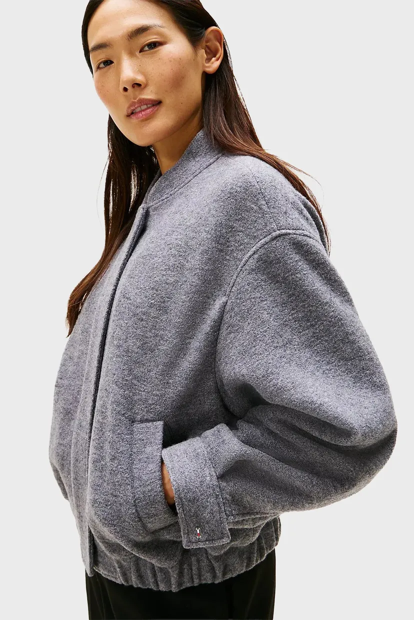 Жіночий сірий вовняний бомбер WOOL TEXTURE 4