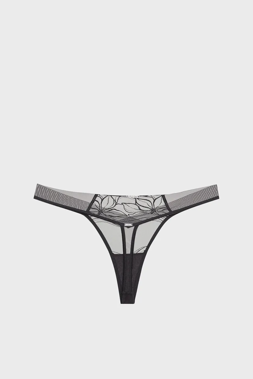 Женские черные трусики THONG 8