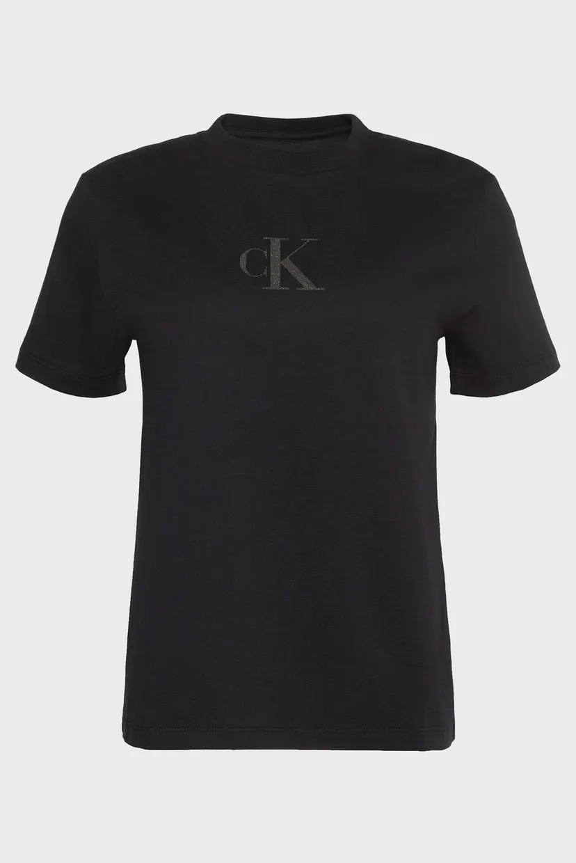 Женская черная футболка CLASSIC FOIL CK 6