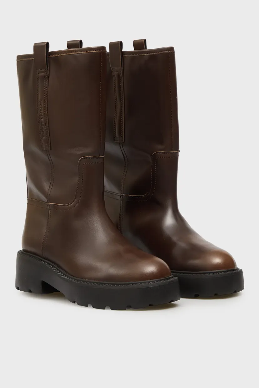 Женские темно-коричневые кожаные сапоги TUBULAR BOOT 3