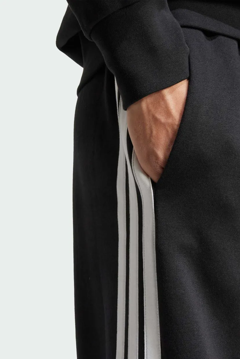 Мужские черные спортивные брюки Essentials 3-Stripes Fleece Wide Leg 5