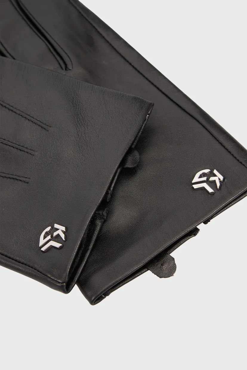 Чоловічі чорні шкіряні рукавички leather 3