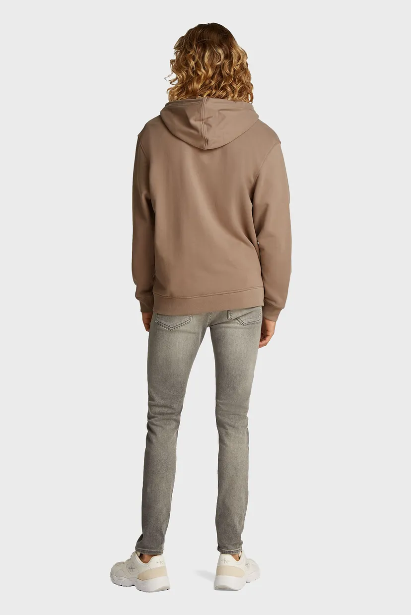 Чоловіче коричневе худі WOVEN LABEL ZIP THROUGH HOODIE 3