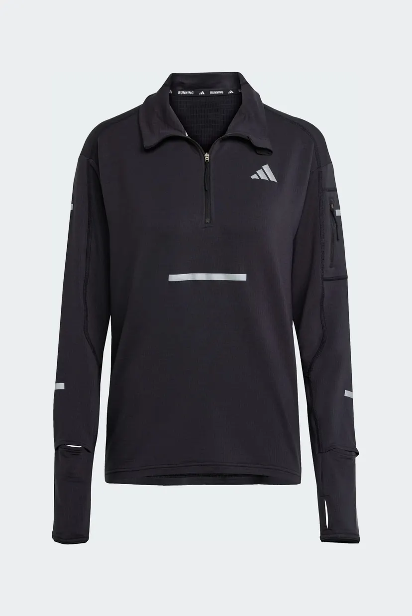 Жіноча чорна спортивна кофта Adi365 Running CLIMAWARM+ Half-Zip 7