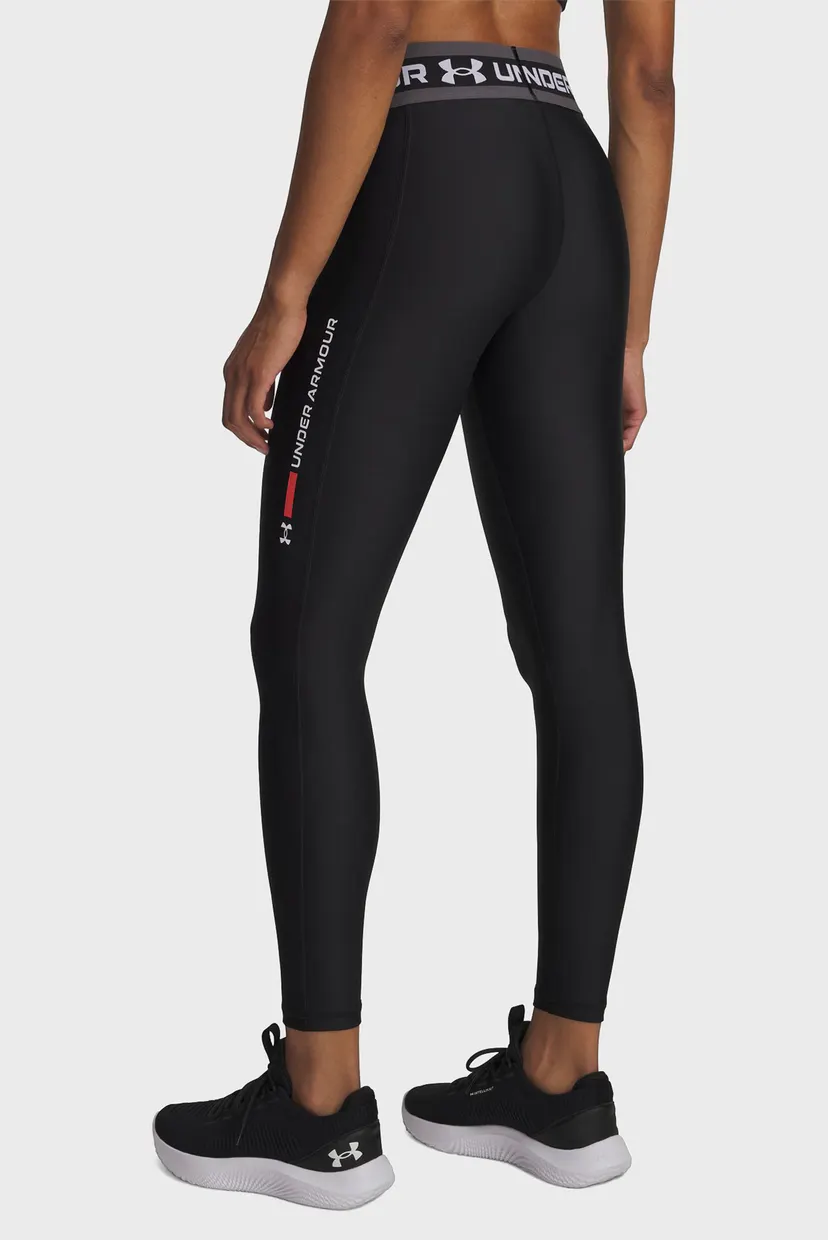 Женские черные тайтсы UA Tech Branded Legging-BLK 3