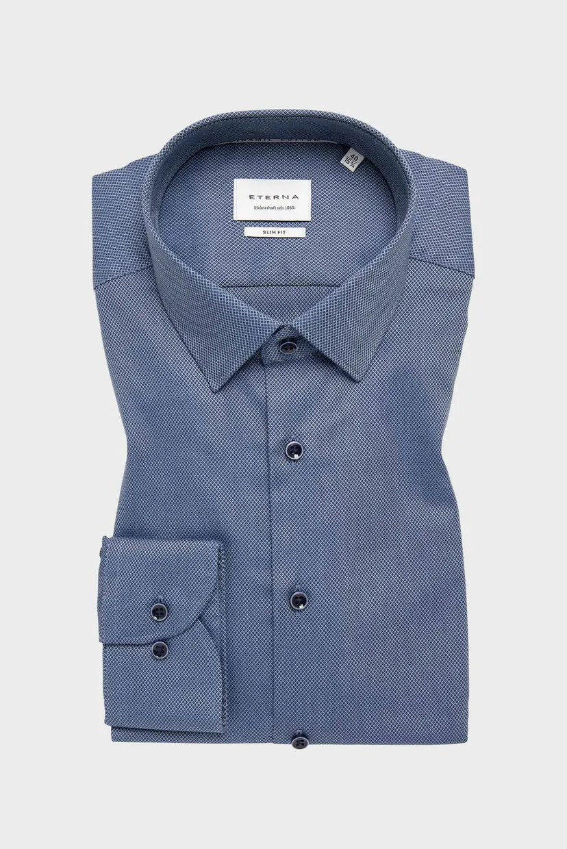 Чоловіча синя сорочка з візерунком SLIM FIT 6