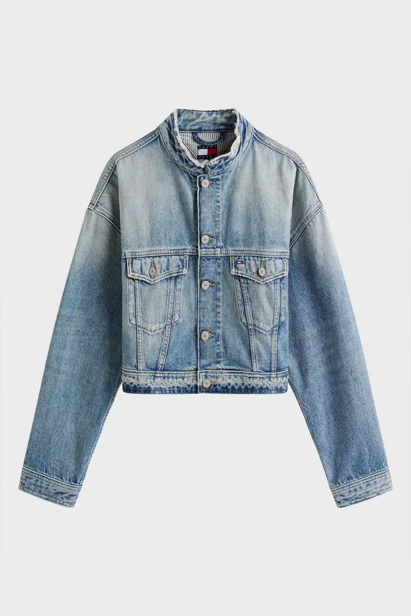 Женская голубая джинсовая куртка OVSZ CROP TRUCKER JACKET CI9014 6