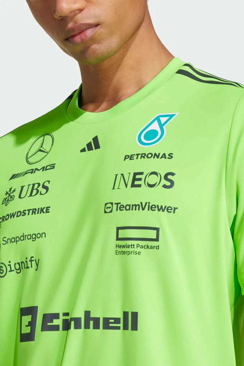 Мужская салатовая футболка MERCEDES - AMG PETRONAS FORMULA ONE TEAM SET UP 4