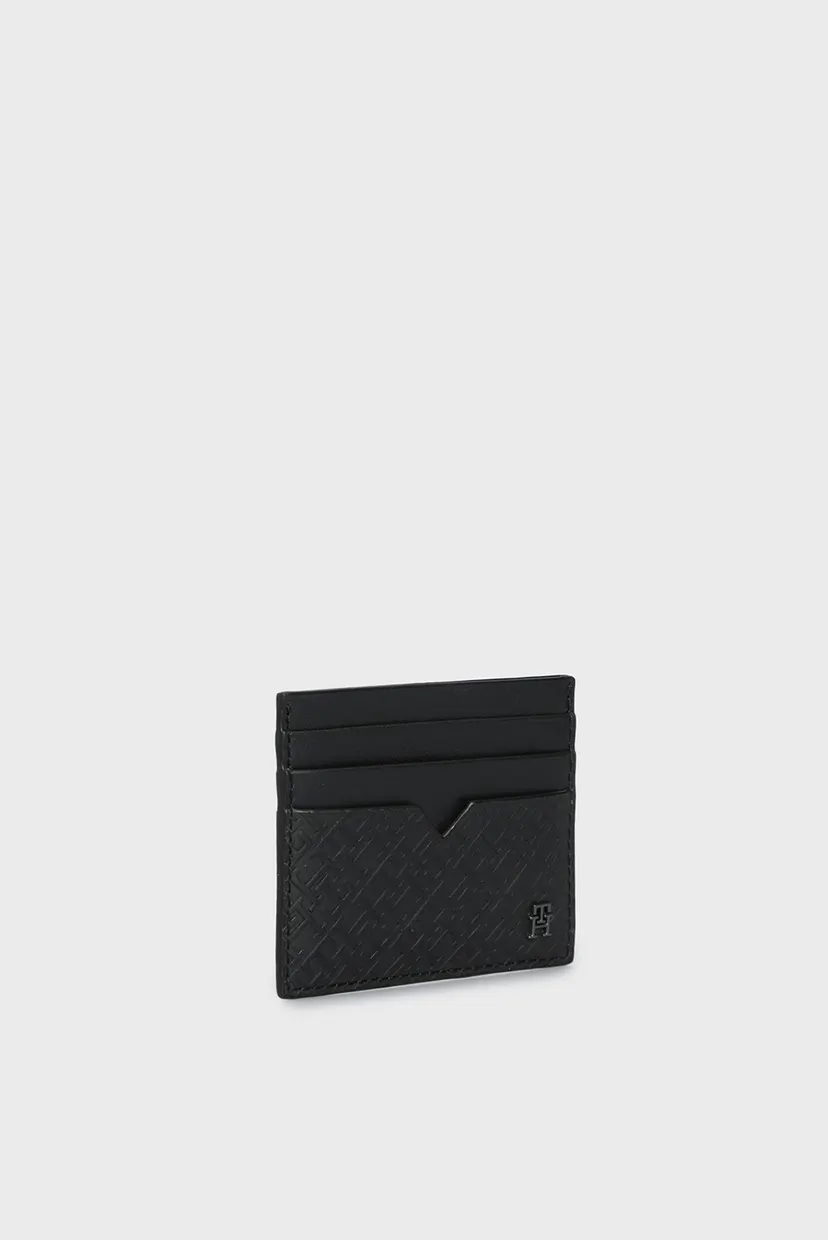 Мужской черный кожаный кардхолдер TH MONOGRAM CC HOLDER 3