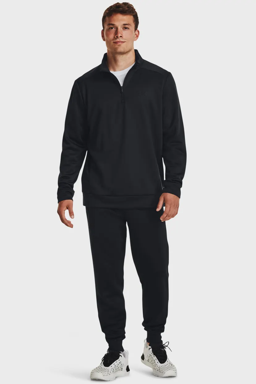 Мужская черная спортивная кофта UA Armour Fleece 1/4 Zip Under