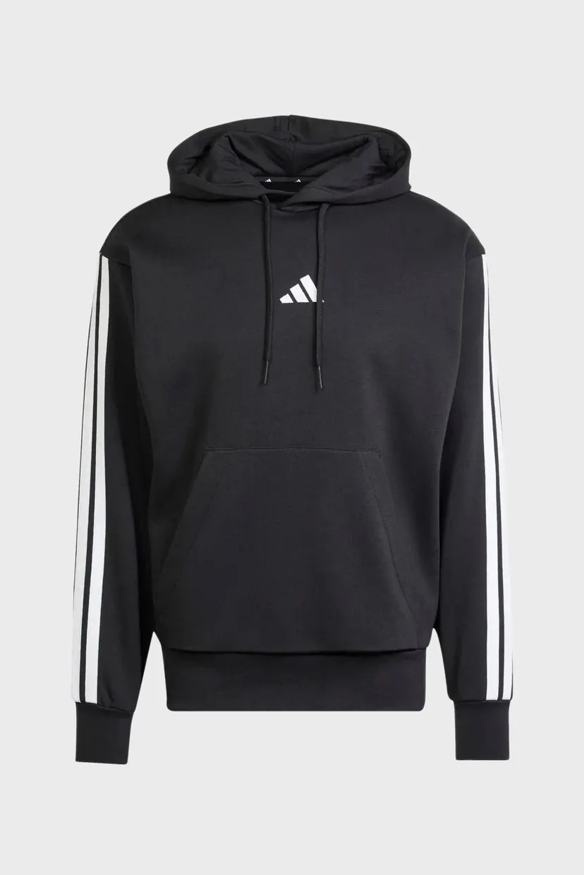 Чоловіче чорне худі Essentials 3-Stripes Fleece 6