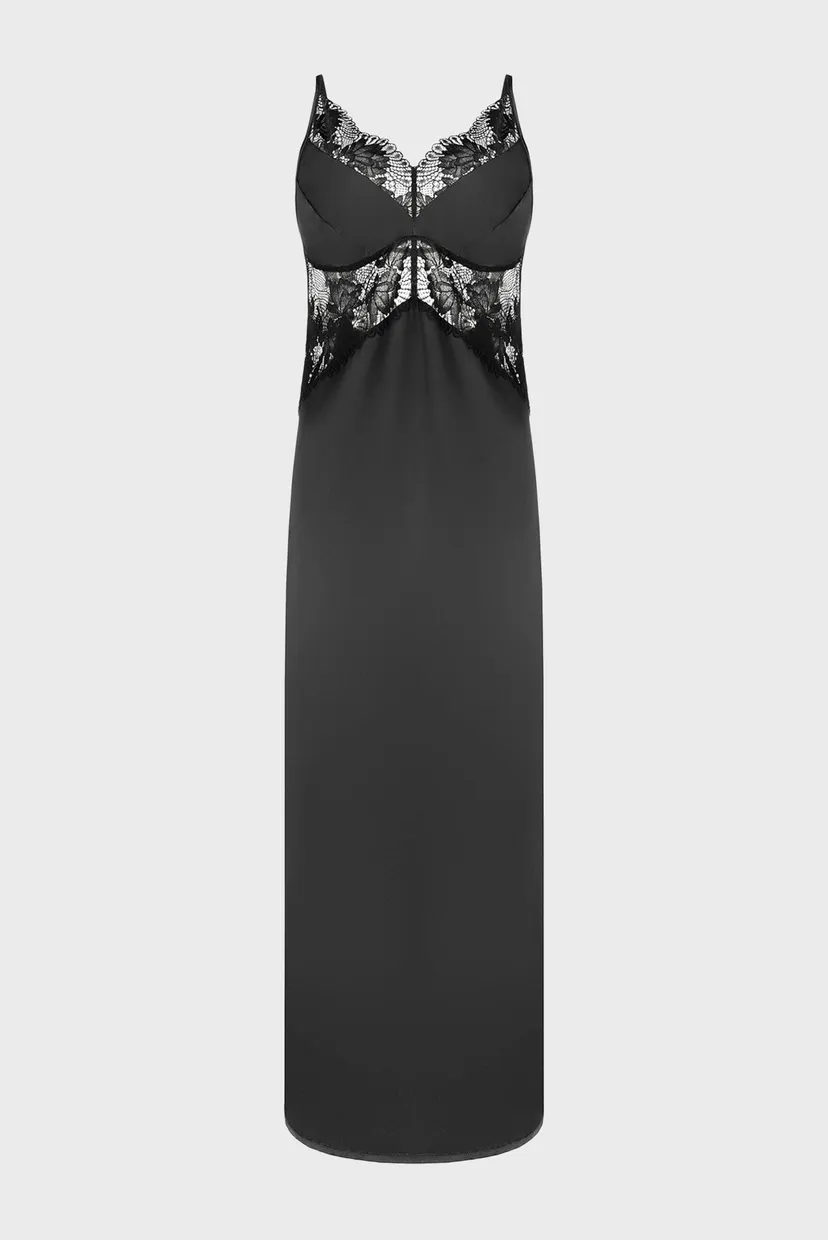 Жіноча чорна нічна сорочка 3