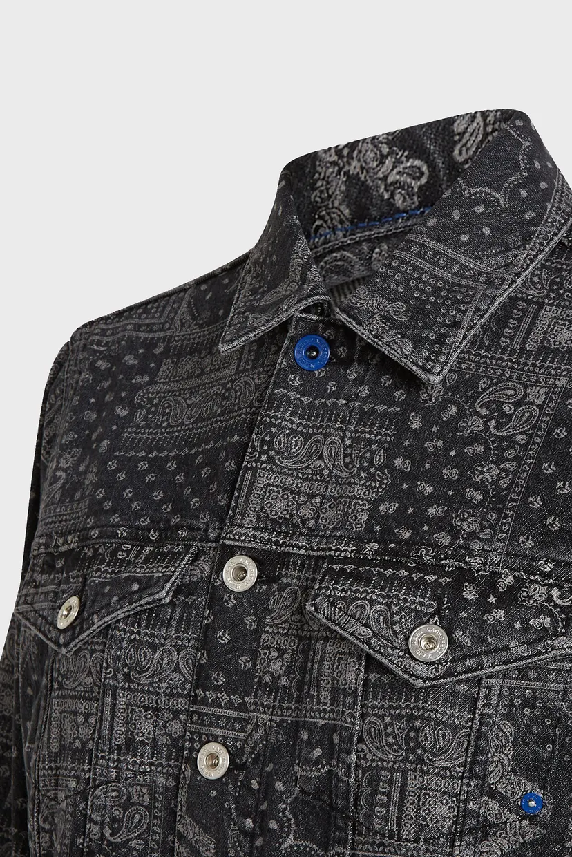 Женская черная джинсовая куртка с узором aop regular denim 5